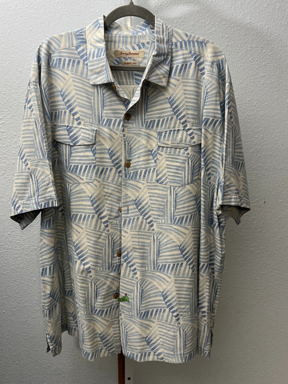 Tommy Bahama Original Fit Silk/Cotton Abstract Palm Print Short-Sleeve SZ XXL